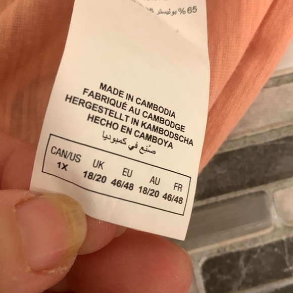 💰PENNINGTONS Coral Short Sleeve Ruffles Bottom Blouse 1X - Picture 10 of 11